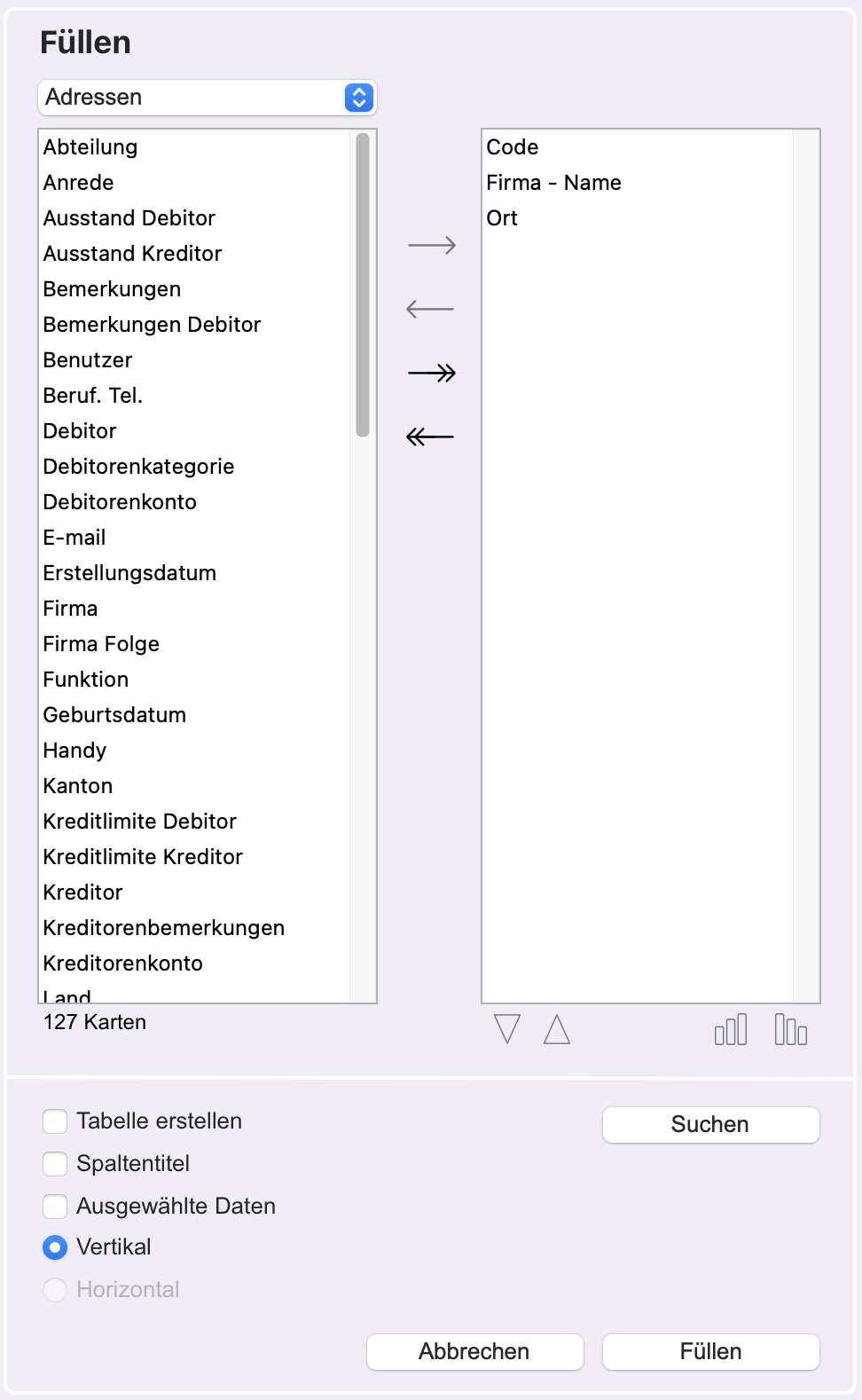 Daten füllen