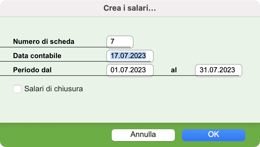 Dialogo per la generazione dei salari